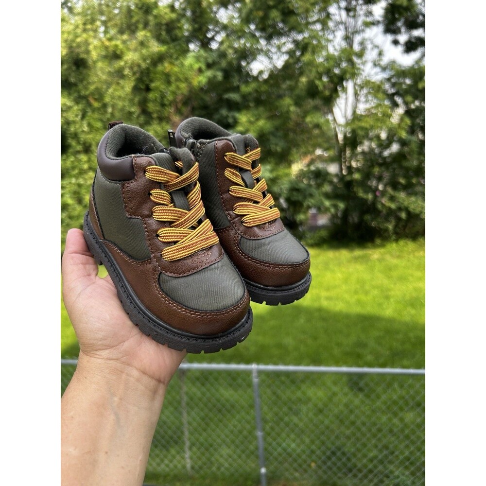 Carter’s Toddler Boys Brown Green Hiking Boots Shoes Size 6M